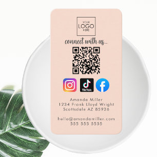 Connect With Us Modern Social Media QR Code Cool Business Card