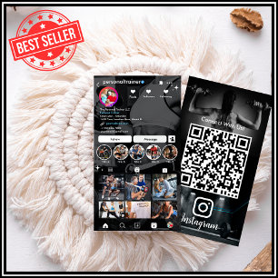 Connect With Us Personal Trainer Black Instagram Business Card