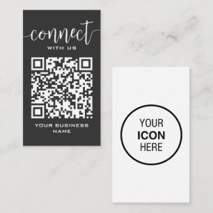 Connect With Us Qr Code Dark Grey Modern Minimal Business Card