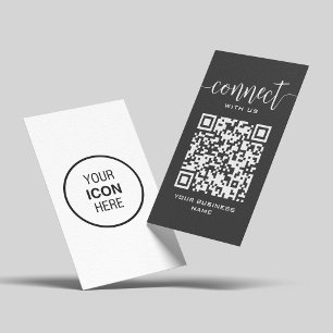 Connect With Us Qr Code Dark Grey Modern Minimal Business Card