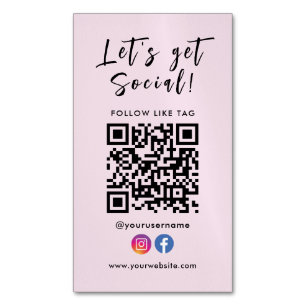 Connect With Us Qr Code Facebook Instagram Magnetic Business Card