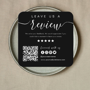 Connect With Us QR Code Leave Us A Review Modern Square Business Card