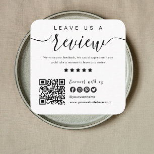 Connect With Us QR Code   Leave Us A Review Modern Square Business Card