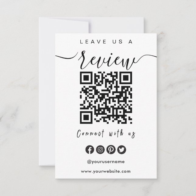 Connect With Us QR Code | Leave Us A Review Script Invitation (Front)