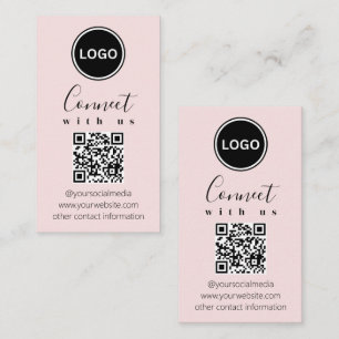 Connect with us   QR code Modern Blush Pink Business Card