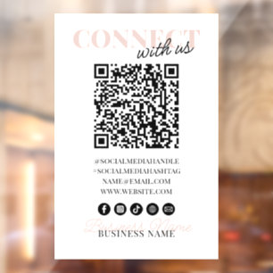 Connect with Us QR Code Modern Pink Script Company