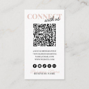 Connect with Us QR Code Modern Pink Script Company Enclosure Card