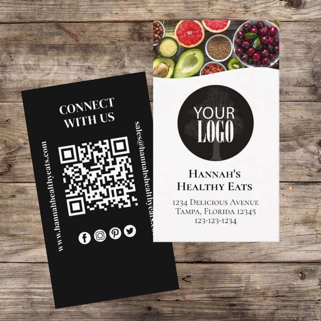 Connect With Us | QR Code Simple Logo Modern Photo Business Card (Creator Uploaded)