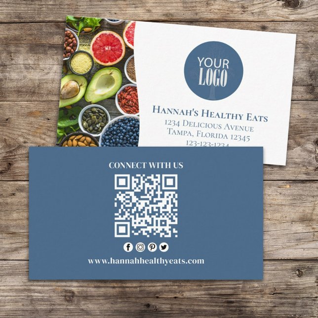 Connect With Us | QR Code Simple Logo Modern Photo Business Card (Creator Uploaded)