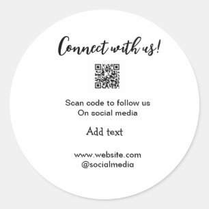 Connect with us scan QR code add website email  Classic Round Sticker