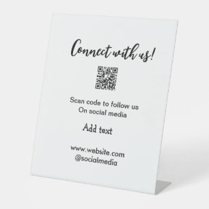 Connect with us scan QR code add website email  Pedestal Sign