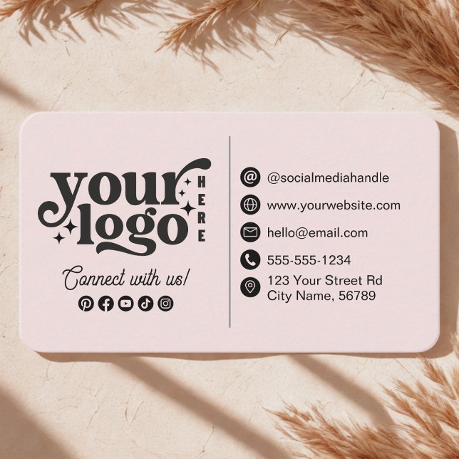 Connect With Us Social Media Contact Info Pink Business Card (Connect With Us Social Media Contact Info Pink Business Card)