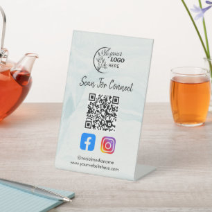 Connect with us Social Media Instagram Faceboo qr Pedestal Sign