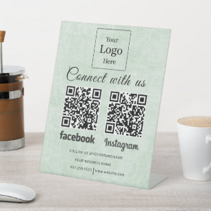Connect with us Social Media Instagram Facebook qr Pedestal Sign