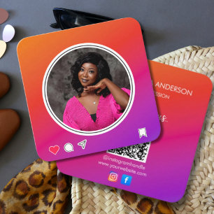 Connect With Us Social Media Instagram Square Business Card