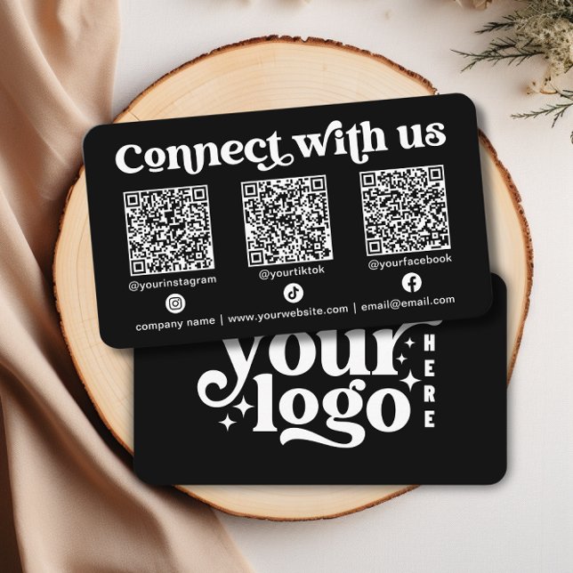 Connect with us Social Media QR Black Business Business Card (Connect with us Social Media QR Black Business Business Card)