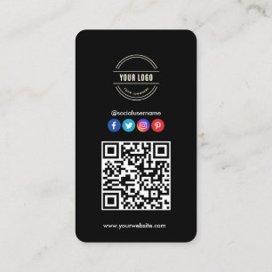 Connect with us   Social Media QR Code Black Busin Business Card