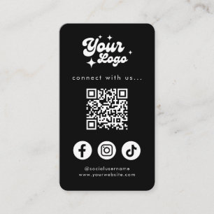 Connect with us Social Media QR Code Black Business Card