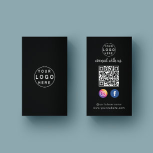 Connect with us   Social Media QR Code Black Business Card
