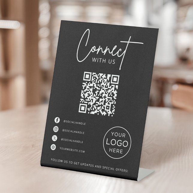 Connect With Us Social Media QR Code Business Pedestal Sign (Creator Uploaded)