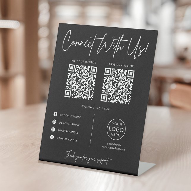 Connect With Us Social Media QR Code Business Pedestal Sign (Creator Uploaded)
