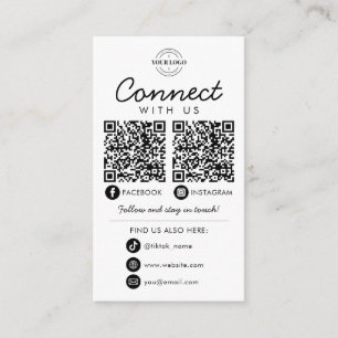 Connect with Us Social Media QR Code Company Logo Enclosure Card