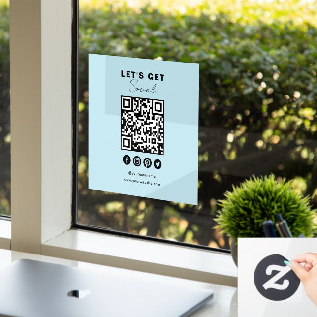 Connect With Us Social Media QR Code Light Blue (Office)
