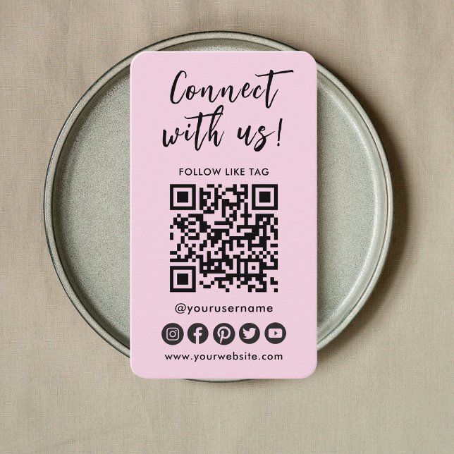 Connect With Us Social Media QR Code Logo Business Card (Creator Uploaded)