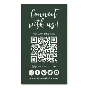 Connect With Us Social Media QR Code Logo Magnetic Business Card