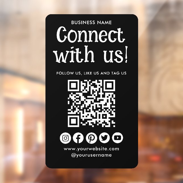 Connect With Us Social Media QR Code Modern Black (Sheet 2)