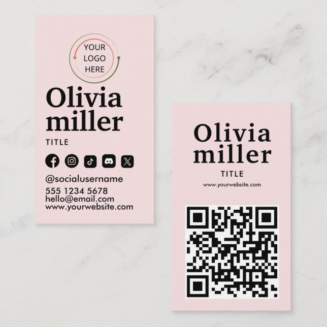 Connect with Us | Social Media QR Code Modern  Business Card (Front/Back)