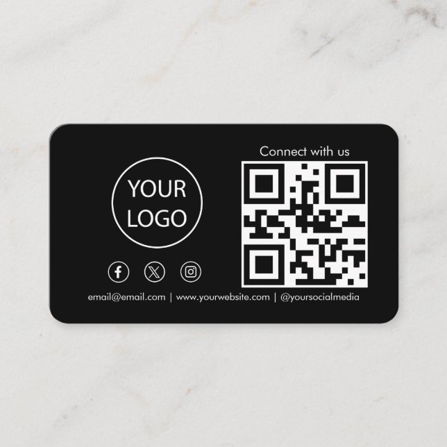 Connect with us Social Media QR Code Modern Business Card (Front)