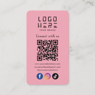 Connect With Us Social Media QR Code Modern Pink Enclosure Card