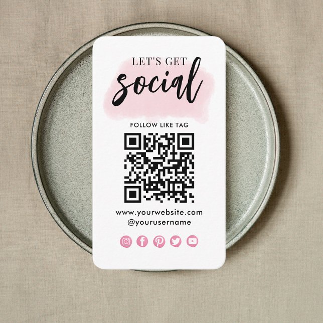 Connect With Us Social Media QR Code Modern Pink Enclosure Card (Creator Uploaded)