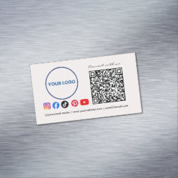Connect with us Social Media QR Code Pink Business Magnetic Business Card