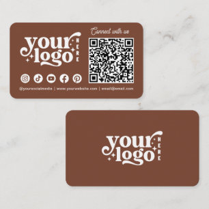 Connect With Us Social Media QR Code Terracotta Business Card
