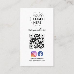 Connect with us Social Media QR Code White Business Card