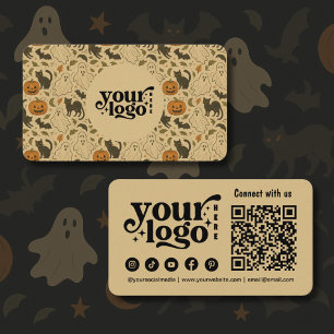 Connect with us Vintage Spooky Halloween Business Card