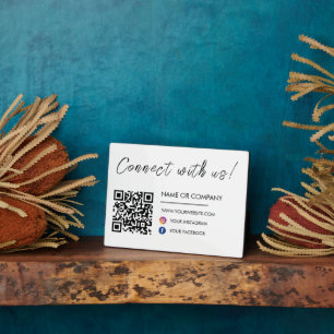 Connect with us Website Qr Code Social Media White Plaque