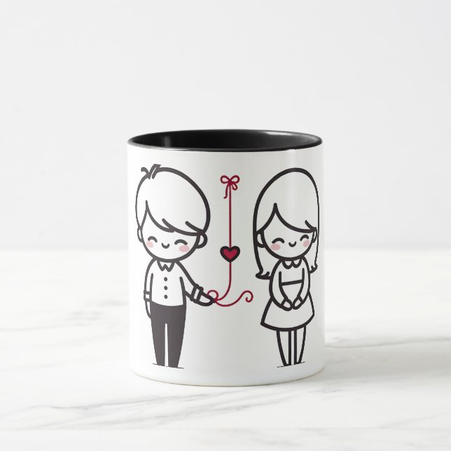 Connected by Love” Cute Couple Mug (Center)