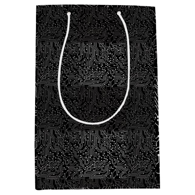Connected circuit pattern b Black GB Medium Gift Bag (Front)