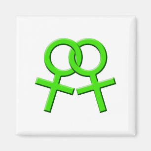 Connected Green Female Symbols Magnet 03