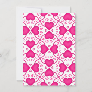 Connected Hearts Hot Pink on White Valentine's Day Holiday Card