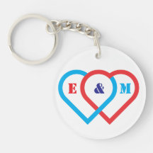 Connected hearts. Letters can be customised