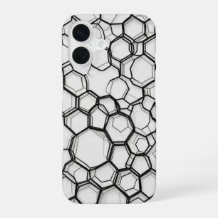Connected Hexagons Line Art iPhone 16 Case
