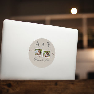 Connected Initials & Storyline Classic Round Sticker