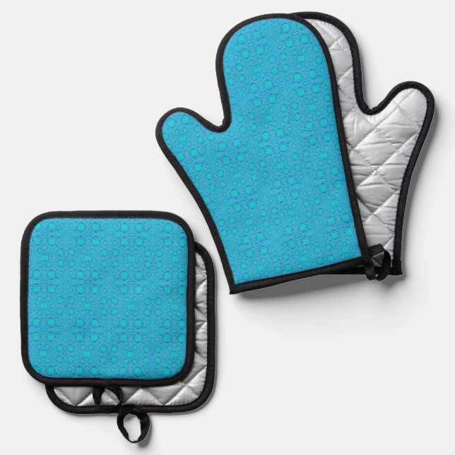 Connected Minds Pattern 2 Oven Mitt & Pot Holder Set (Front/Back)