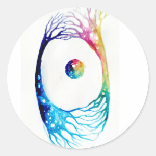 Connected neurons classic round sticker