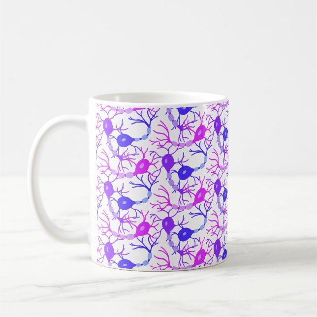 Connected Neurons Neon Purple Coffee Mug (Left)