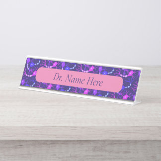 Connected Neurons Neon Purple Desk Name Plate